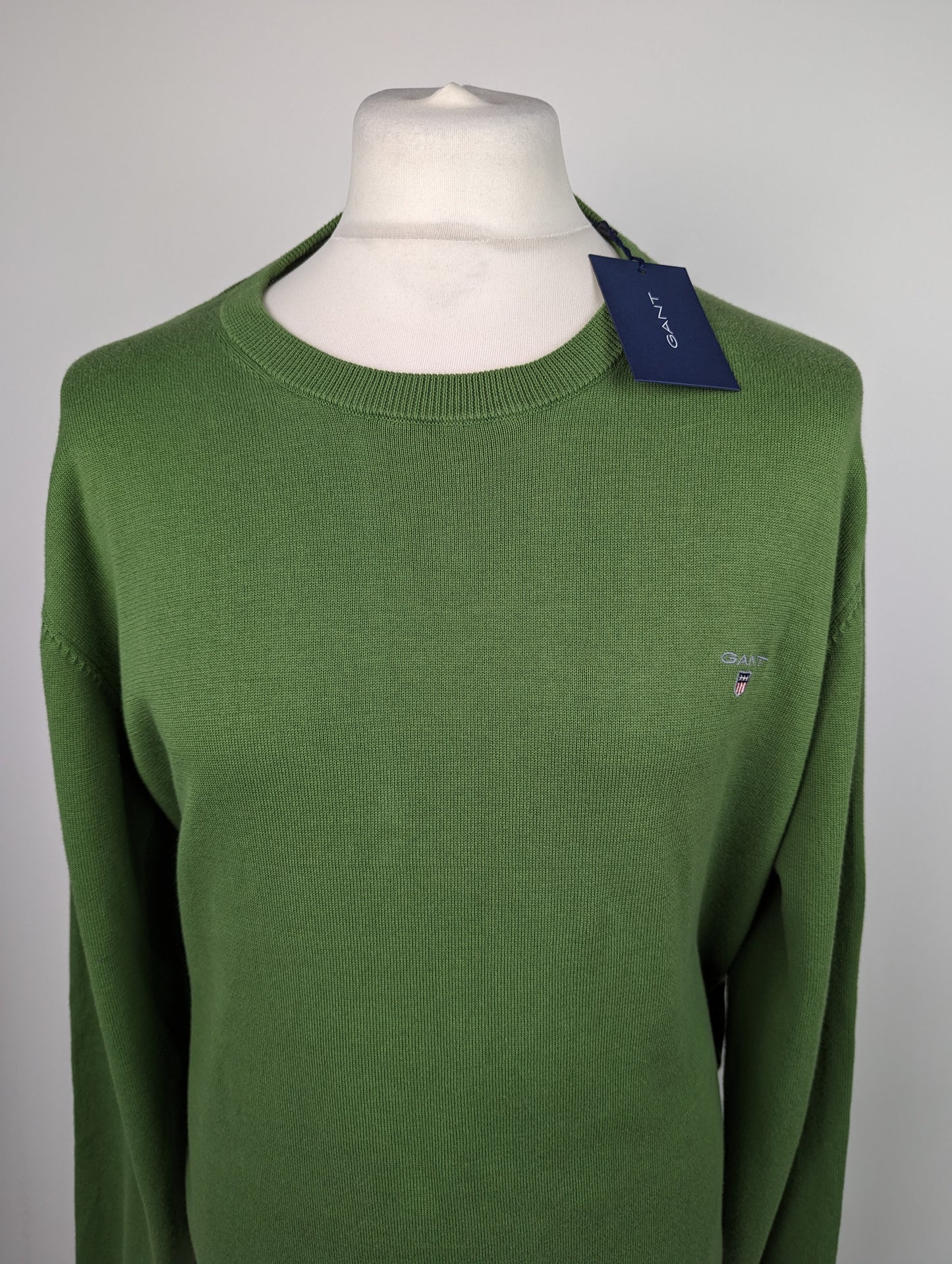 GANT Classic Cotton Crew Neck Jumper - Leaf Green