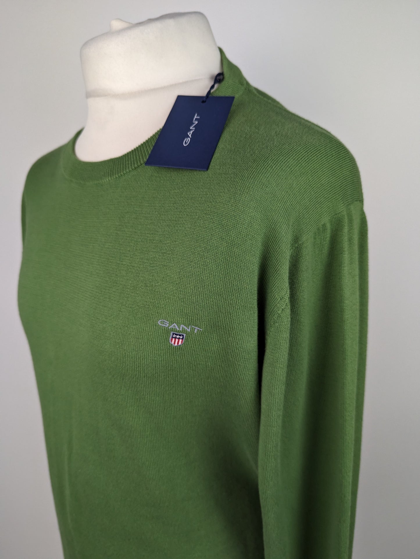 GANT Classic Cotton Crew Neck Jumper - Leaf Green