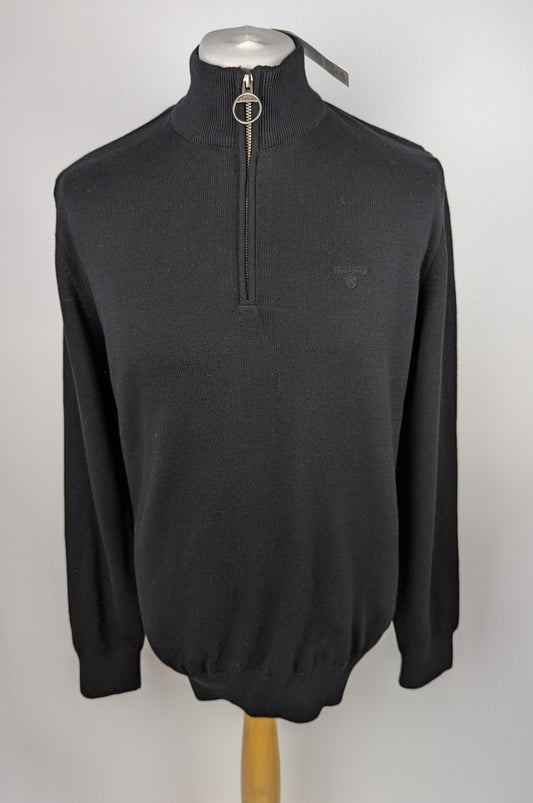 BARBOUR Men's Cotton Half Zip Jumper - Black