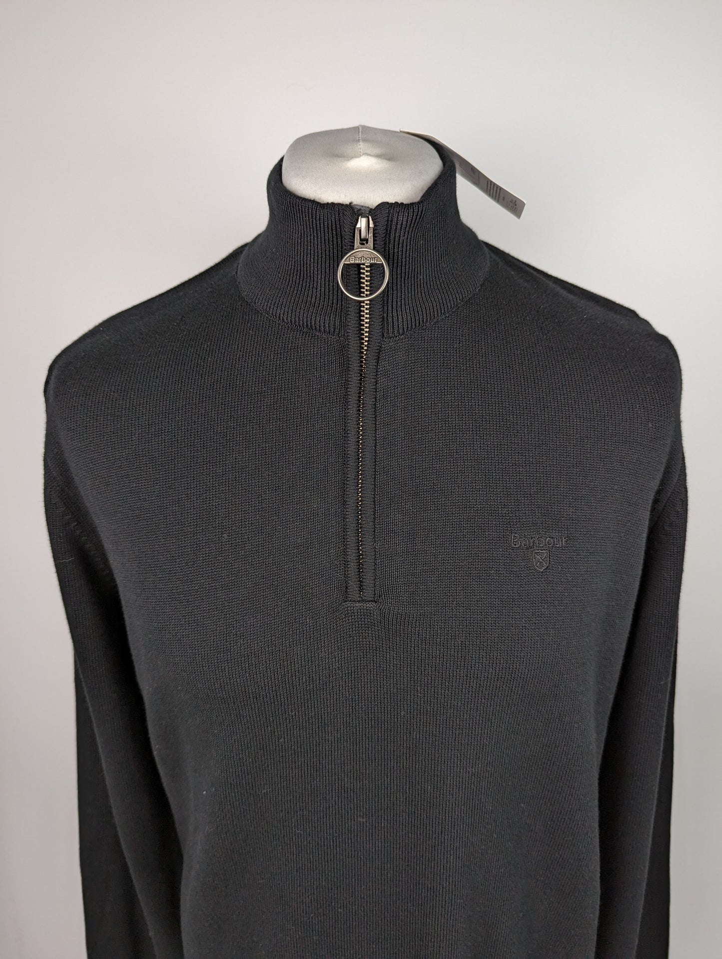 BARBOUR Men's Cotton Half Zip Jumper - Black