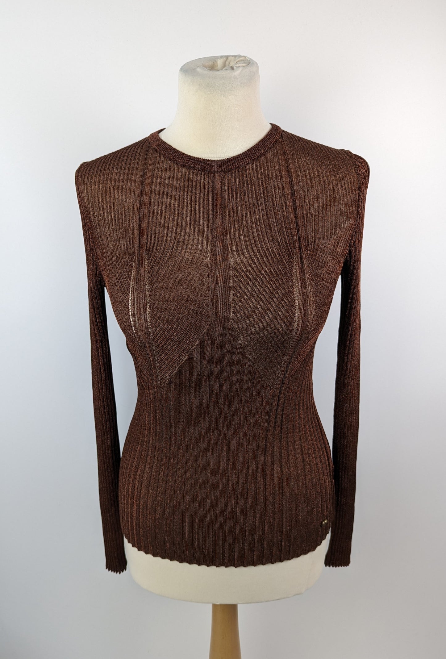 Ted Baker Sherriy Metallic Long Sleeve Top - Camel Brown