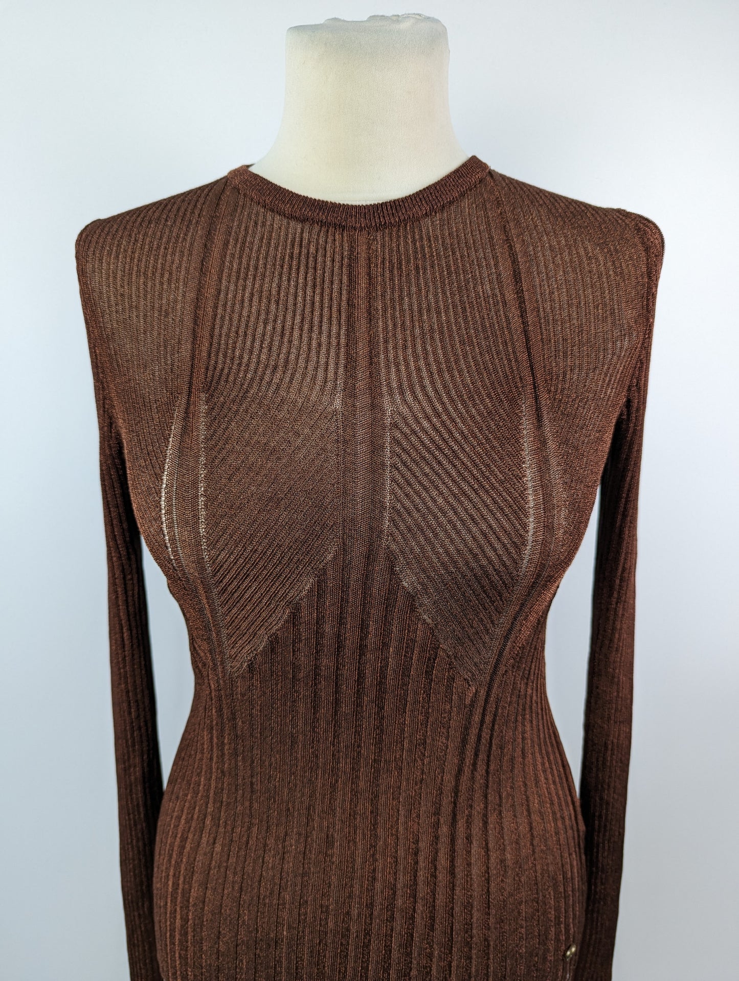 Ted Baker Sherriy Metallic Long Sleeve Top - Camel Brown