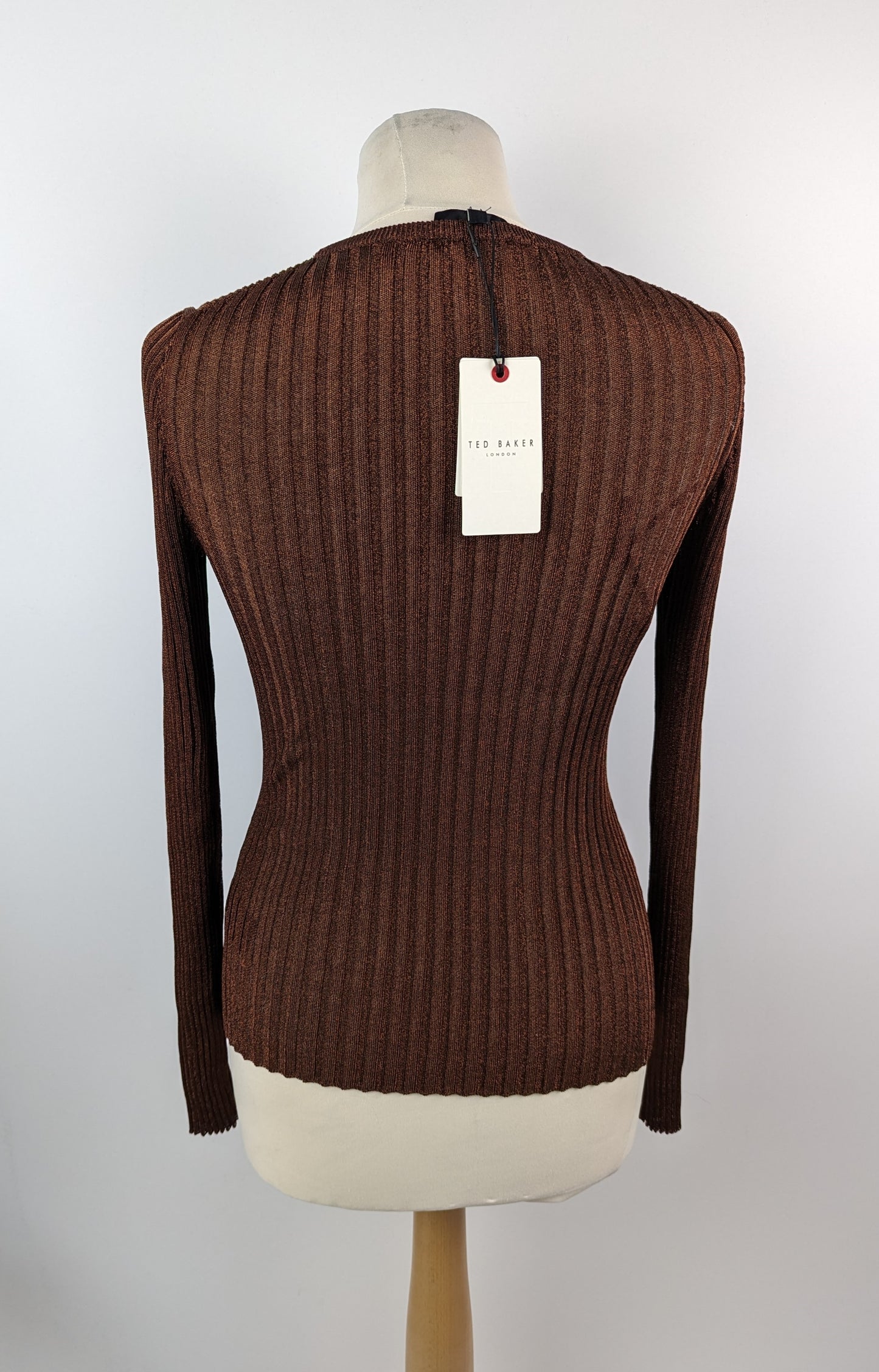 Ted Baker Sherriy Metallic Long Sleeve Top - Camel Brown