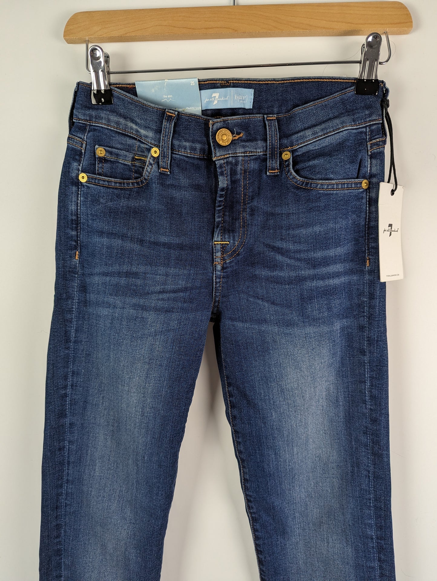 7 FOR ALL MANKIND 7FAM Womens Roxanne Mid Waist Slim Jeans - Blue