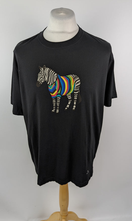 PS PAUL SMITH Zebra Print T Shirt - Black