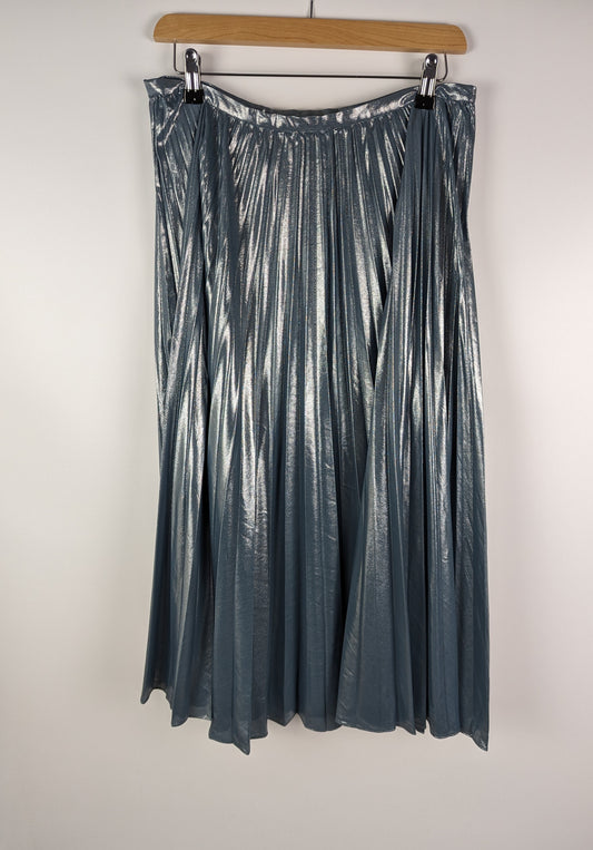 LAUREN BY RALPH LAUREN Suzu Pleated Metallic Chiffon Skirt - Blue