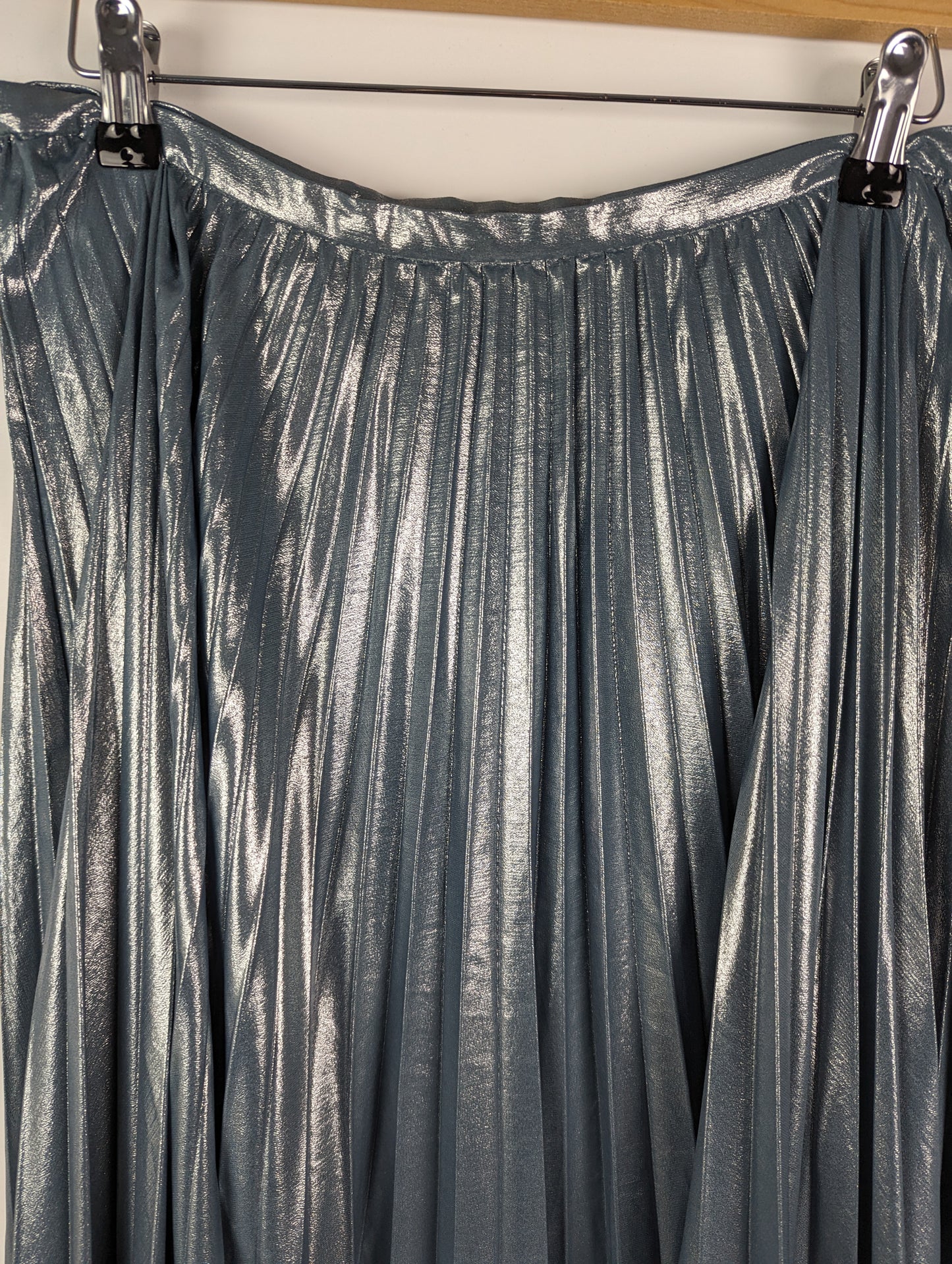 LAUREN BY RALPH LAUREN Suzu Pleated Metallic Chiffon Skirt - Blue