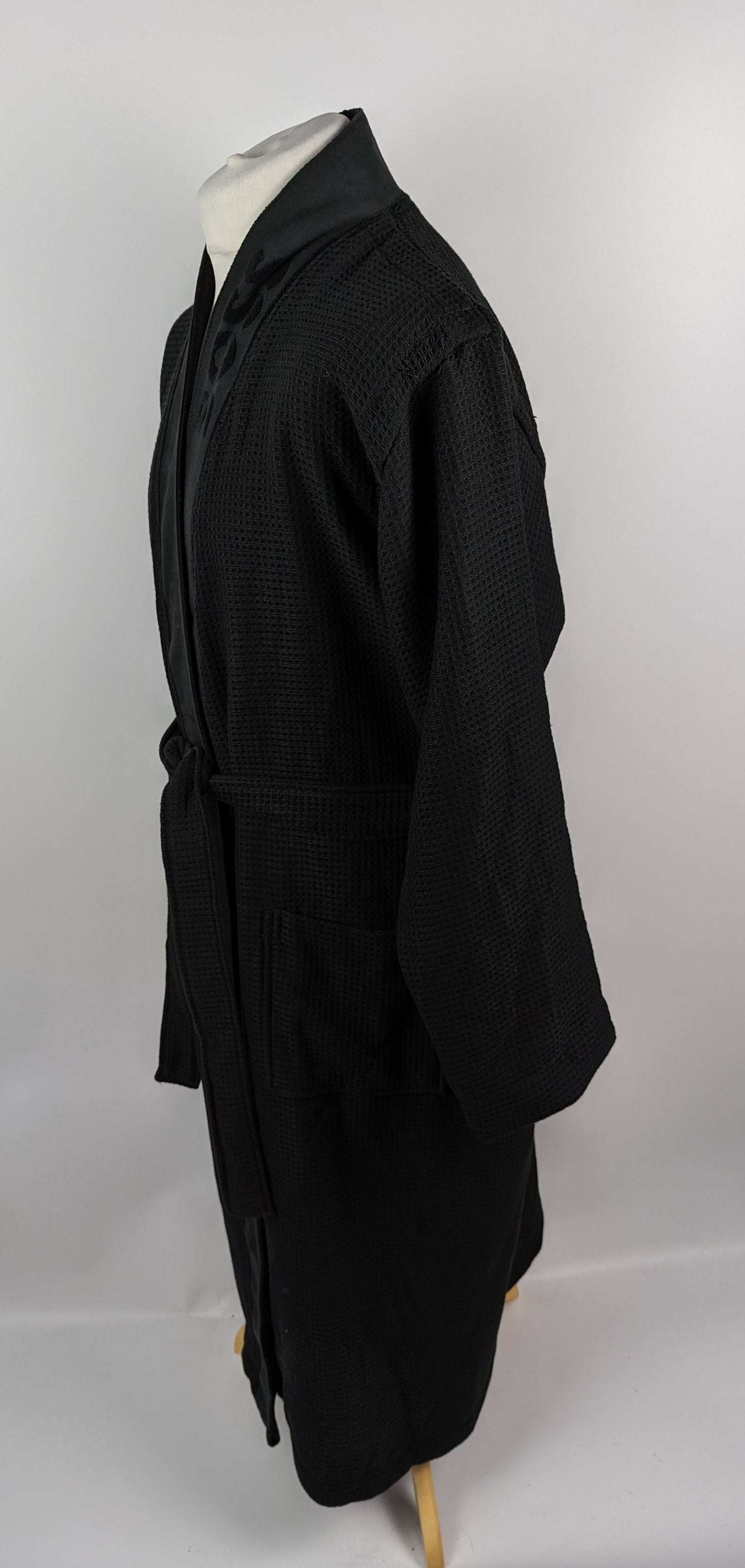 BOSS Waffle Kimono Mens Dressing Gown - Black