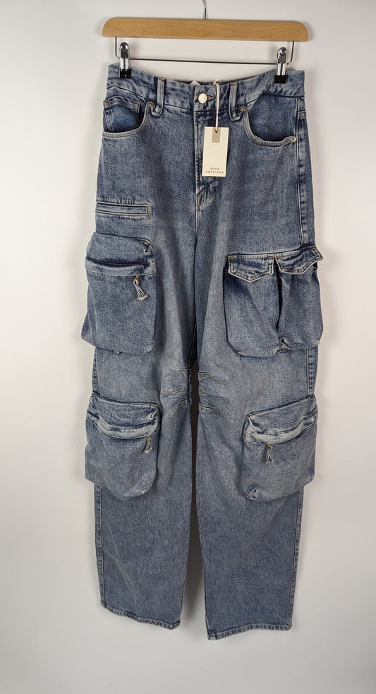 GOOD AMERICAN Good Denim Cargo Jeans - Blue