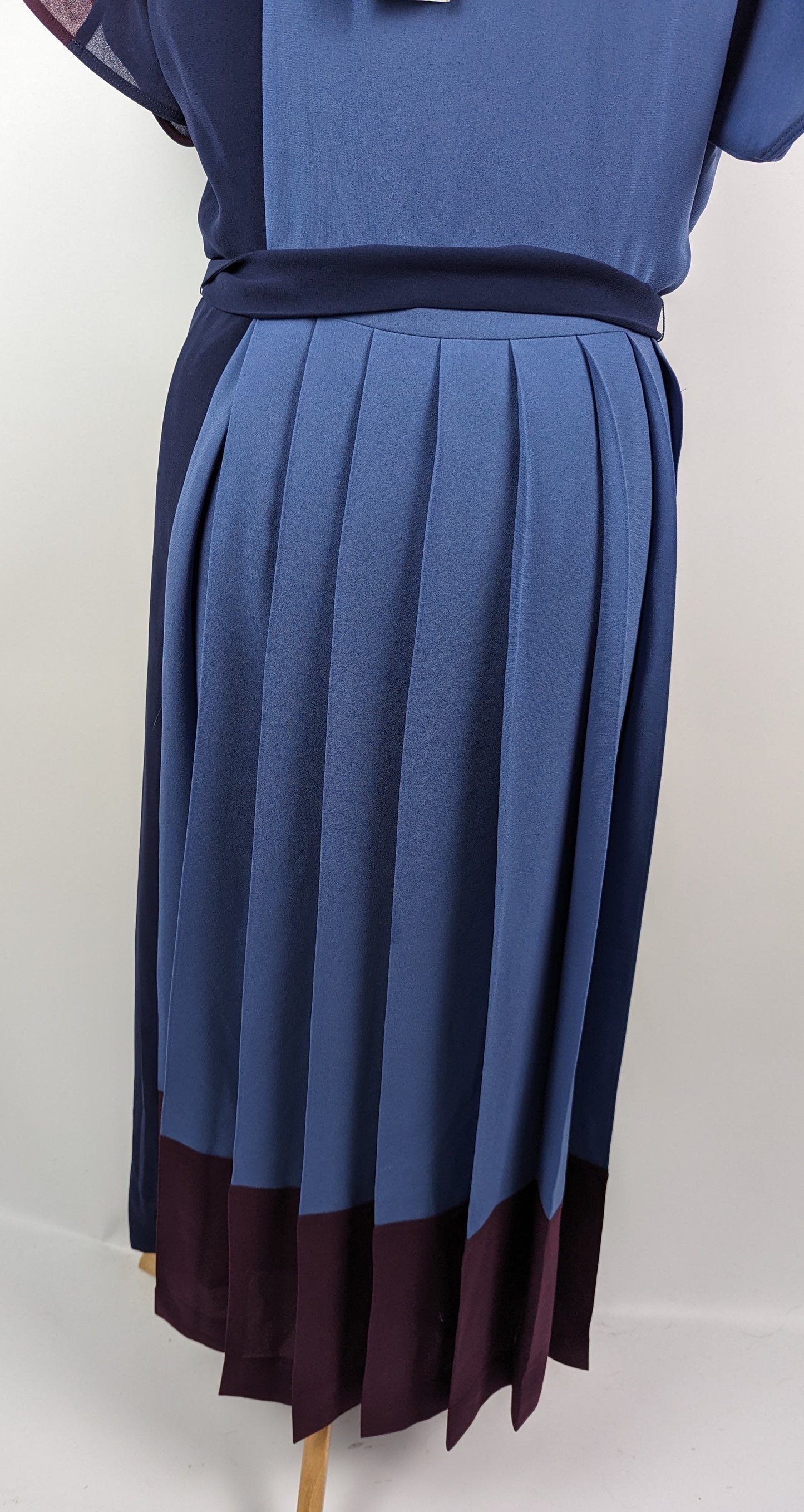 HUGO BOSS Pleated Crepe Midi Dress - Colour-block Blue / Purple