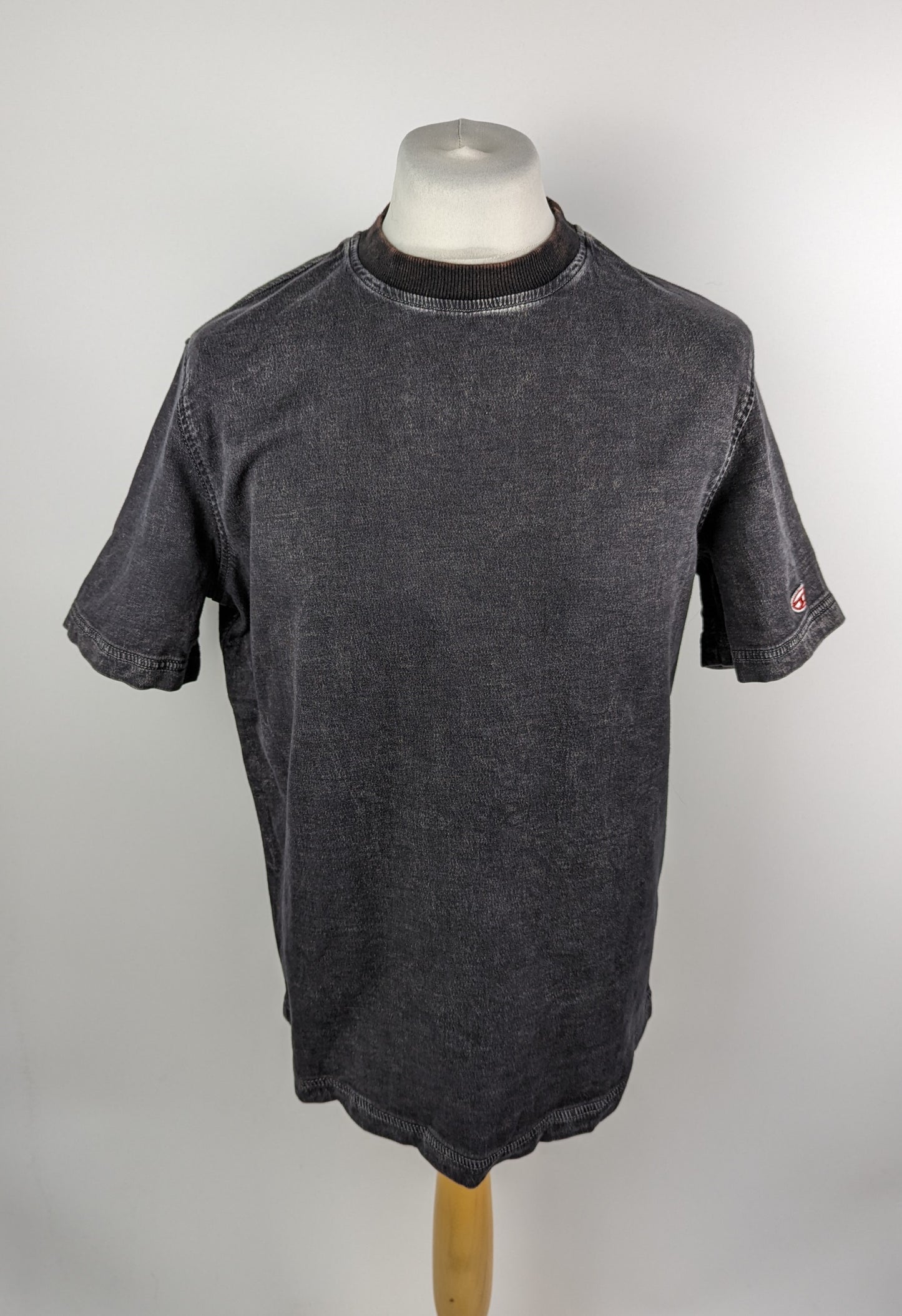 Diesel-Biggor Track Denim T-shirt - Black / Dark Grey