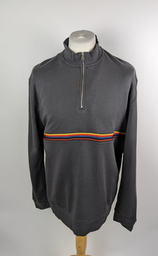 PAUL SMITH PS U Stripe Half Zip Jumper - Grey