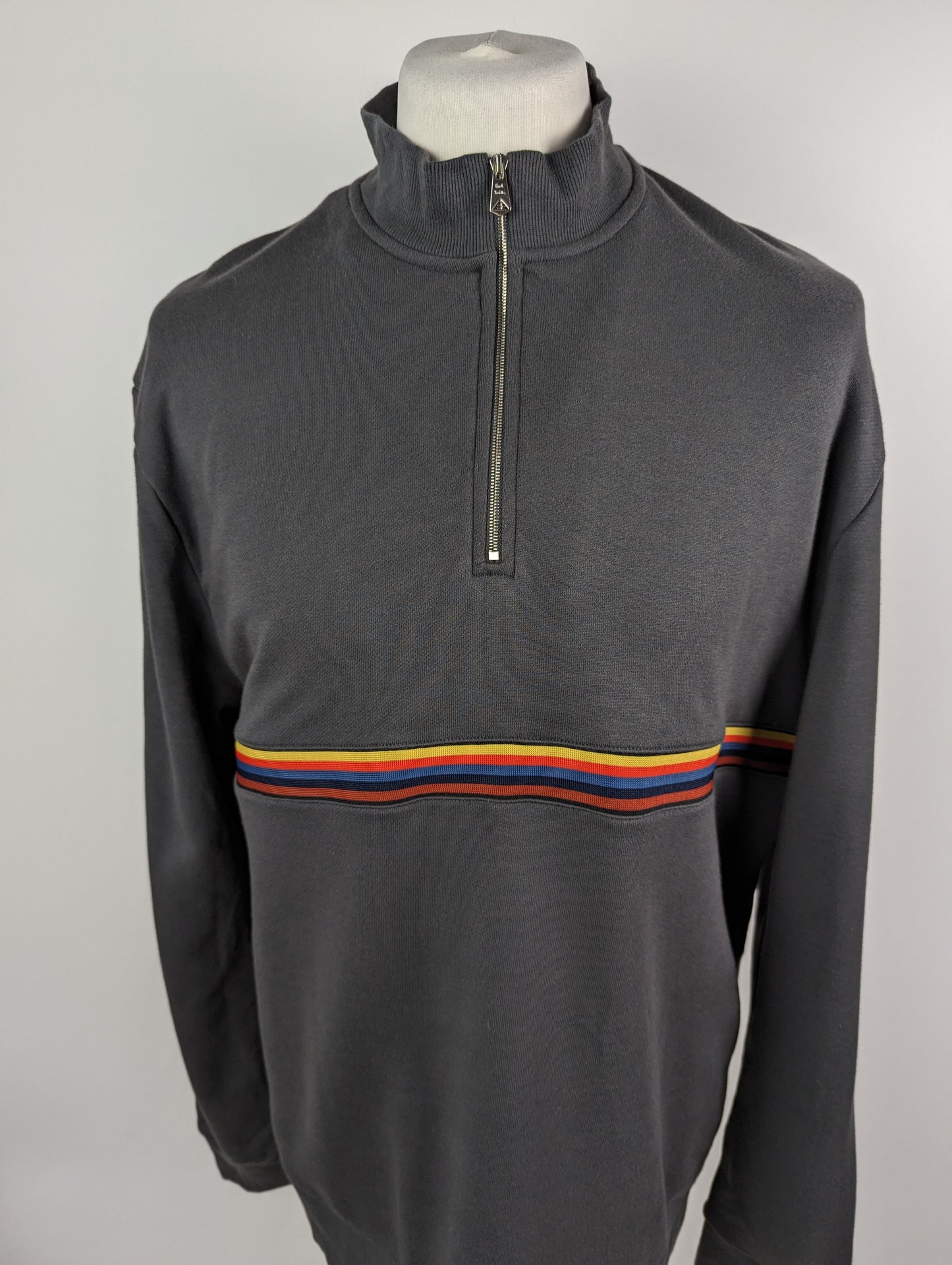 PAUL SMITH PS U Stripe Half Zip Jumper - Grey