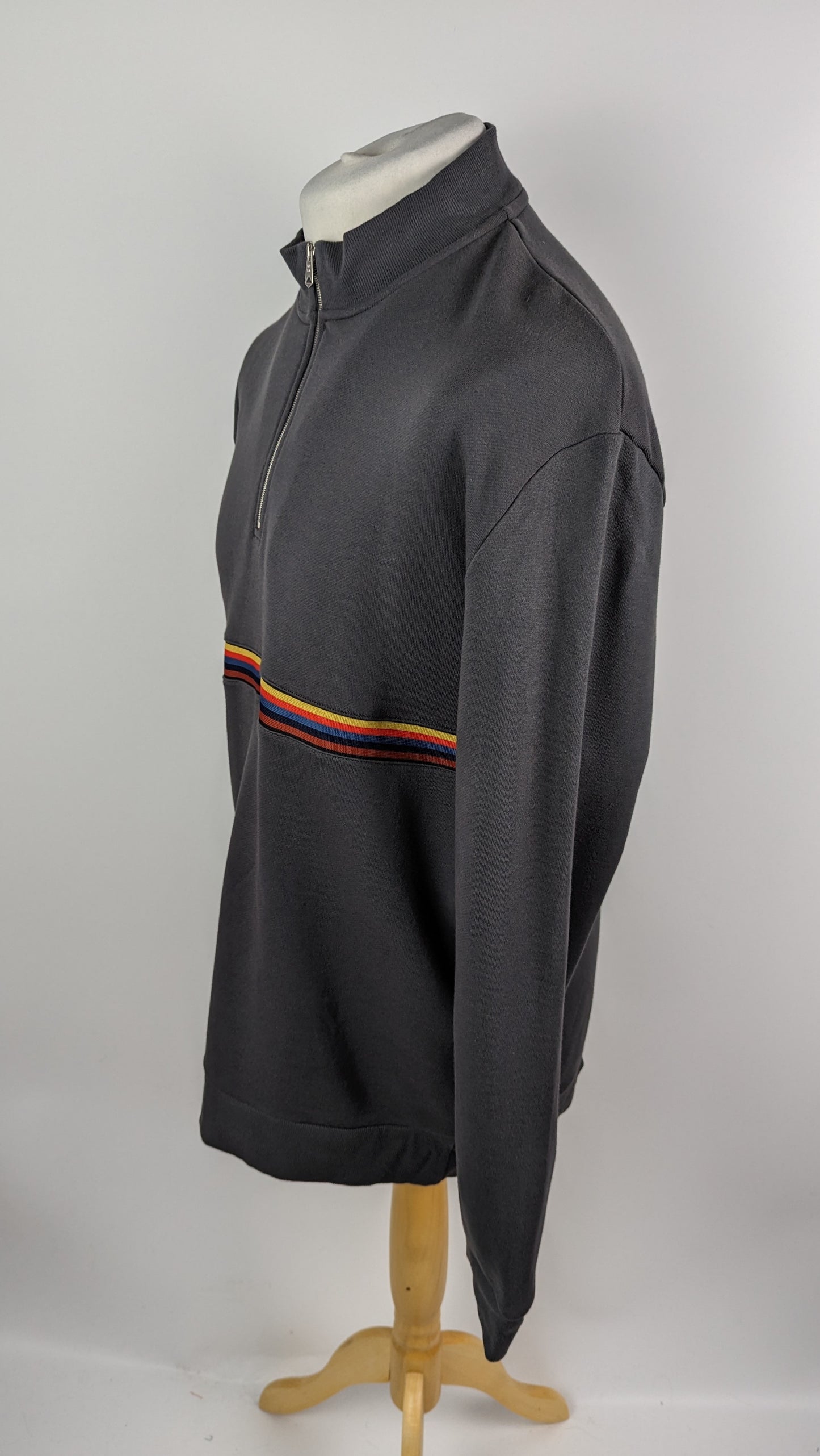 PAUL SMITH PS U Stripe Half Zip Jumper - Grey