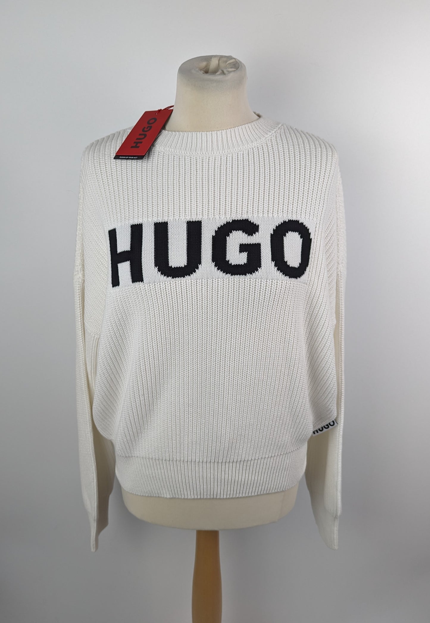 HUGO Women's Slogin Knitted Jumper - White