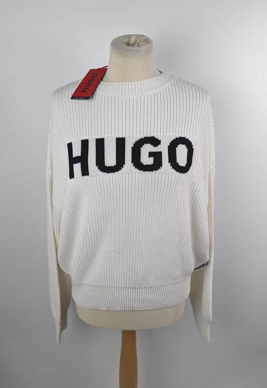 HUGO Women's Slogin Knitted Jumper - White