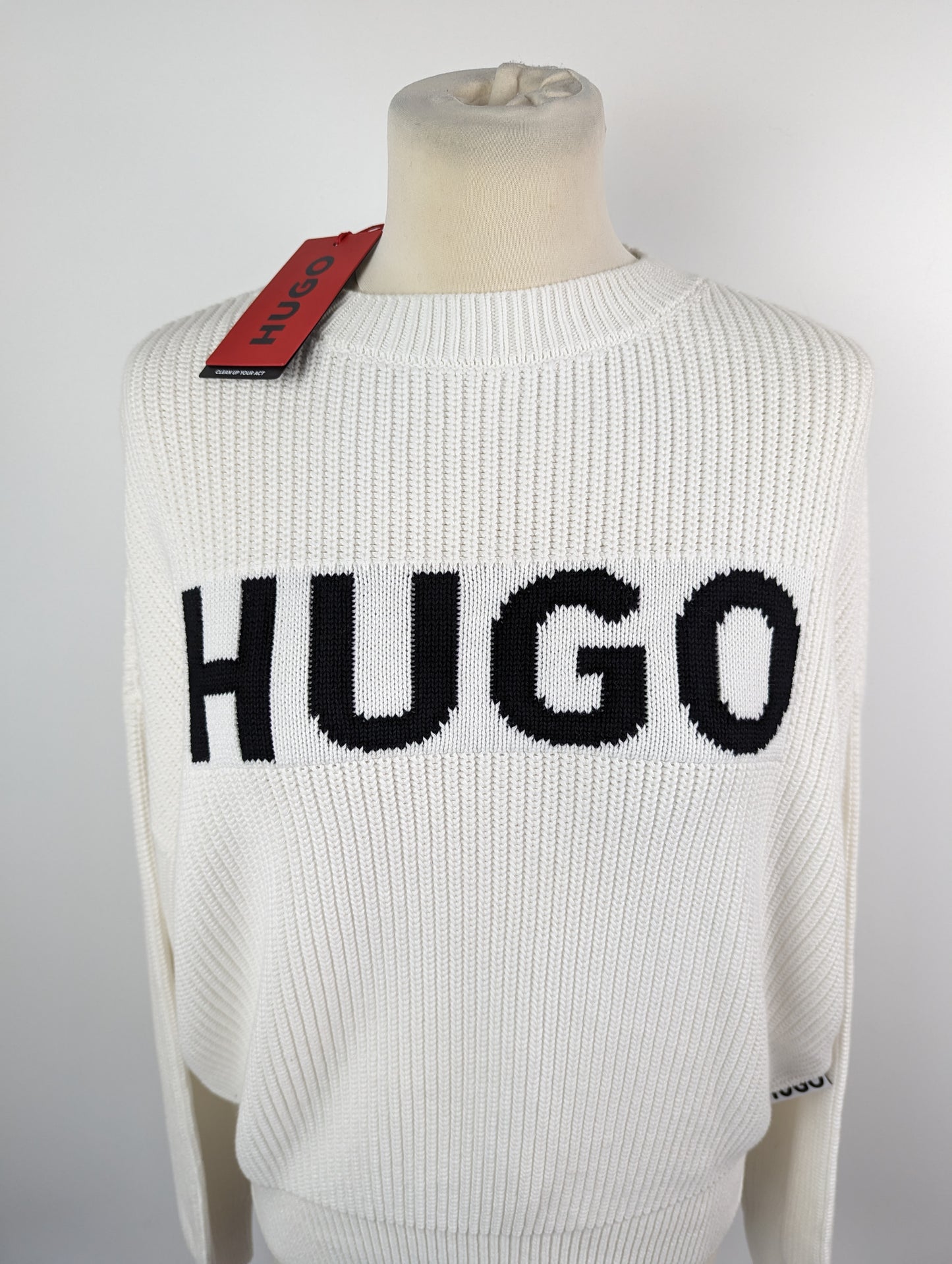 HUGO Women's Slogin Knitted Jumper - White