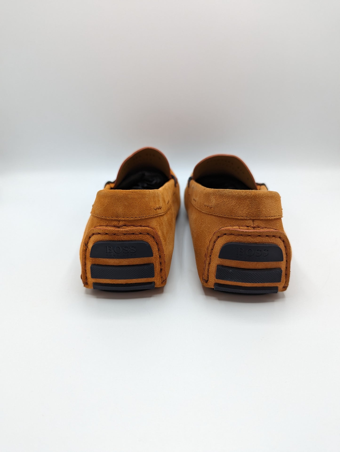 HUGO BOSS Mens Sued Driving Moccasins - Orange