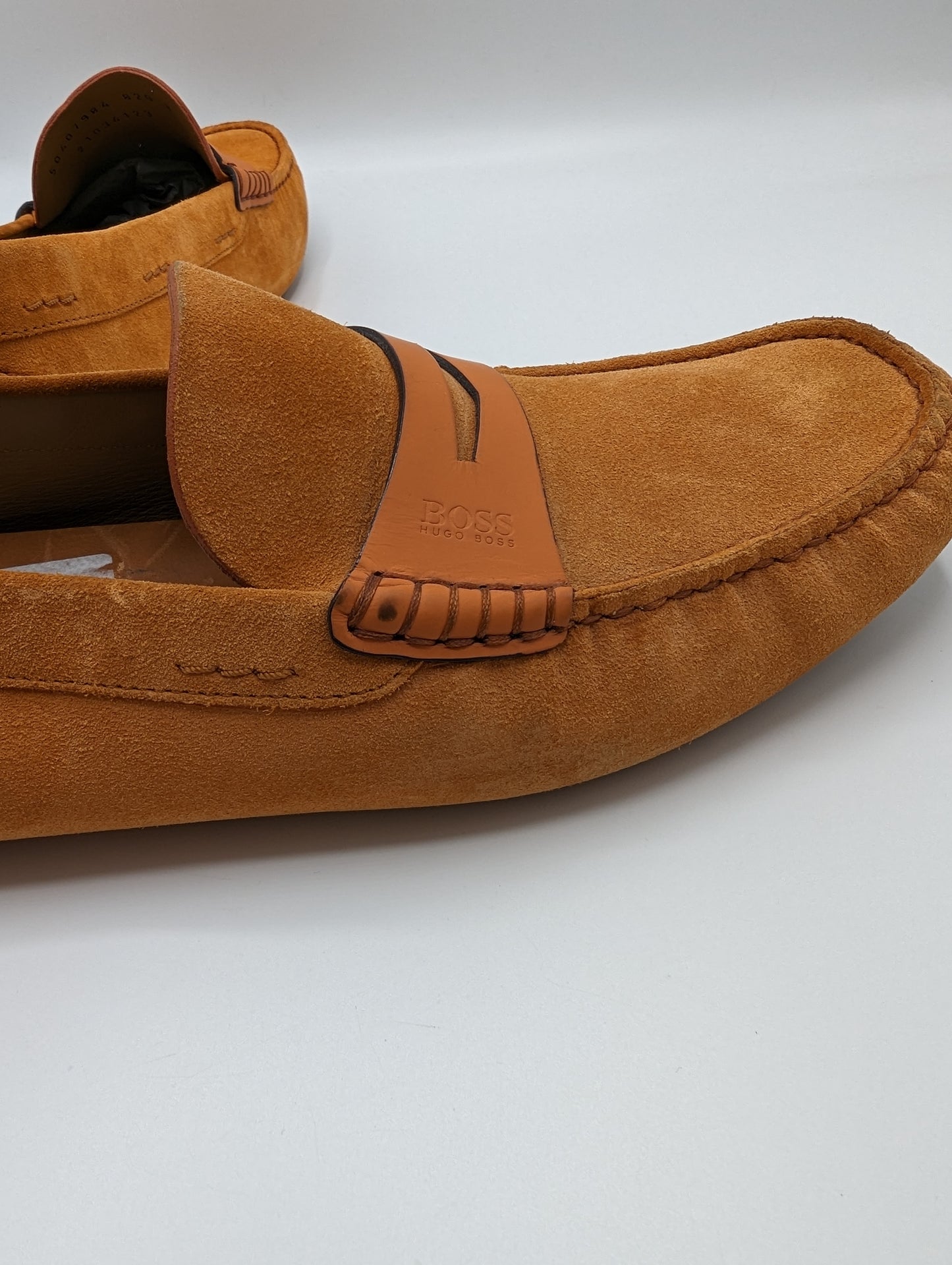 HUGO BOSS Mens Sued Driving Moccasins - Orange