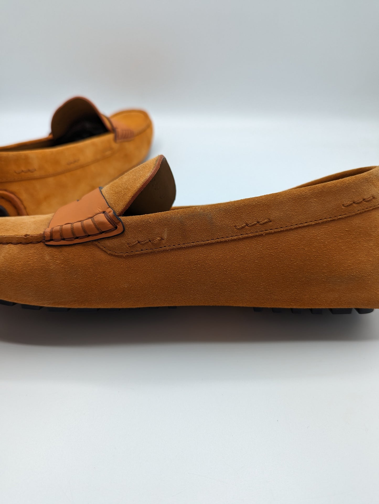 HUGO BOSS Mens Sued Driving Moccasins - Orange