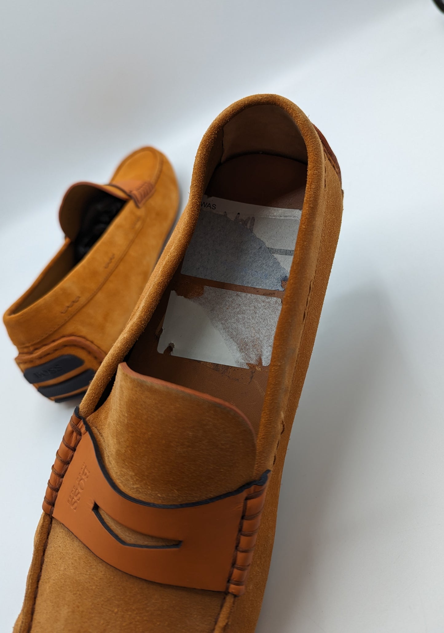 HUGO BOSS Mens Sued Driving Moccasins - Orange