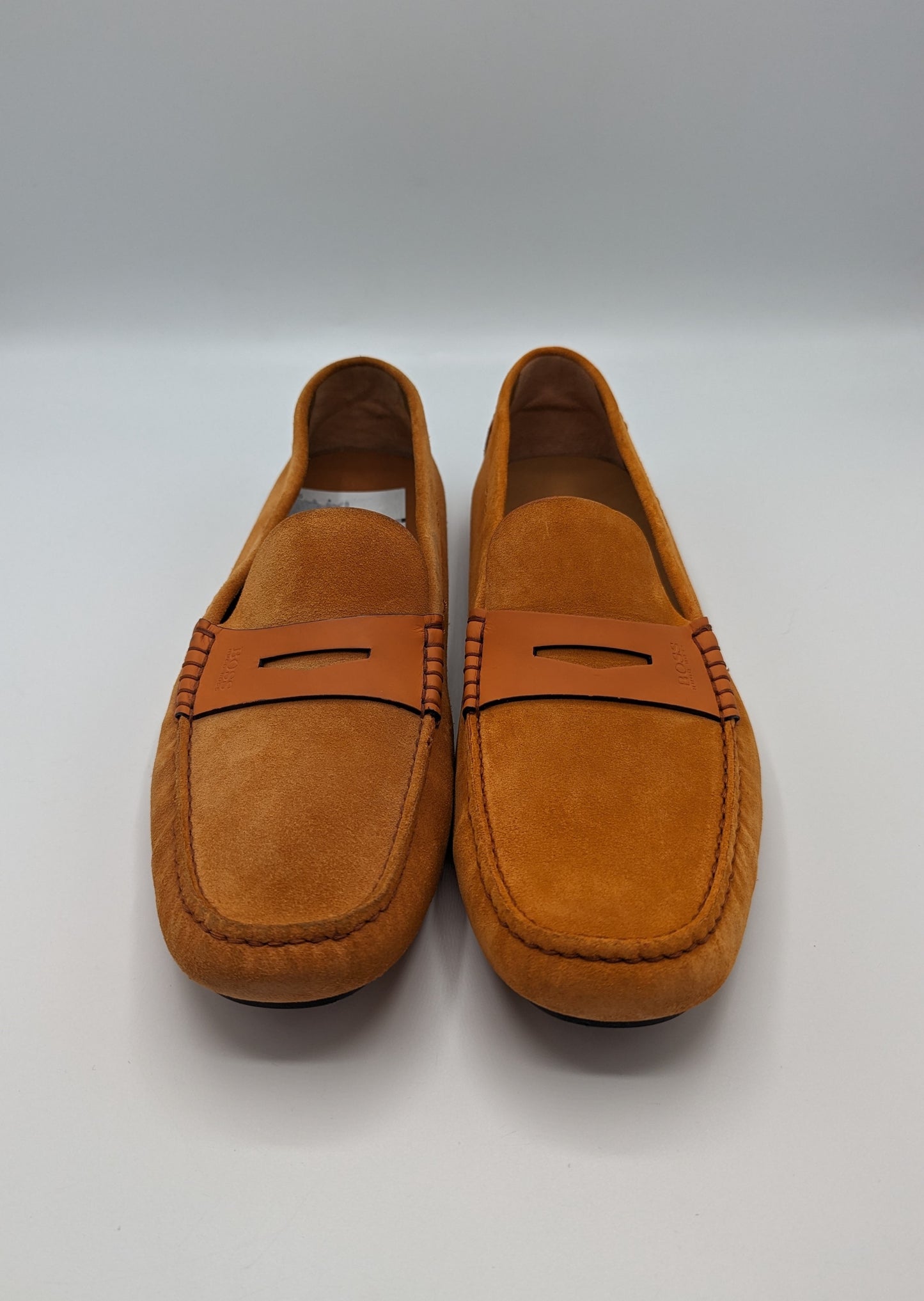 HUGO BOSS Mens Sued Driving Moccasins - Orange