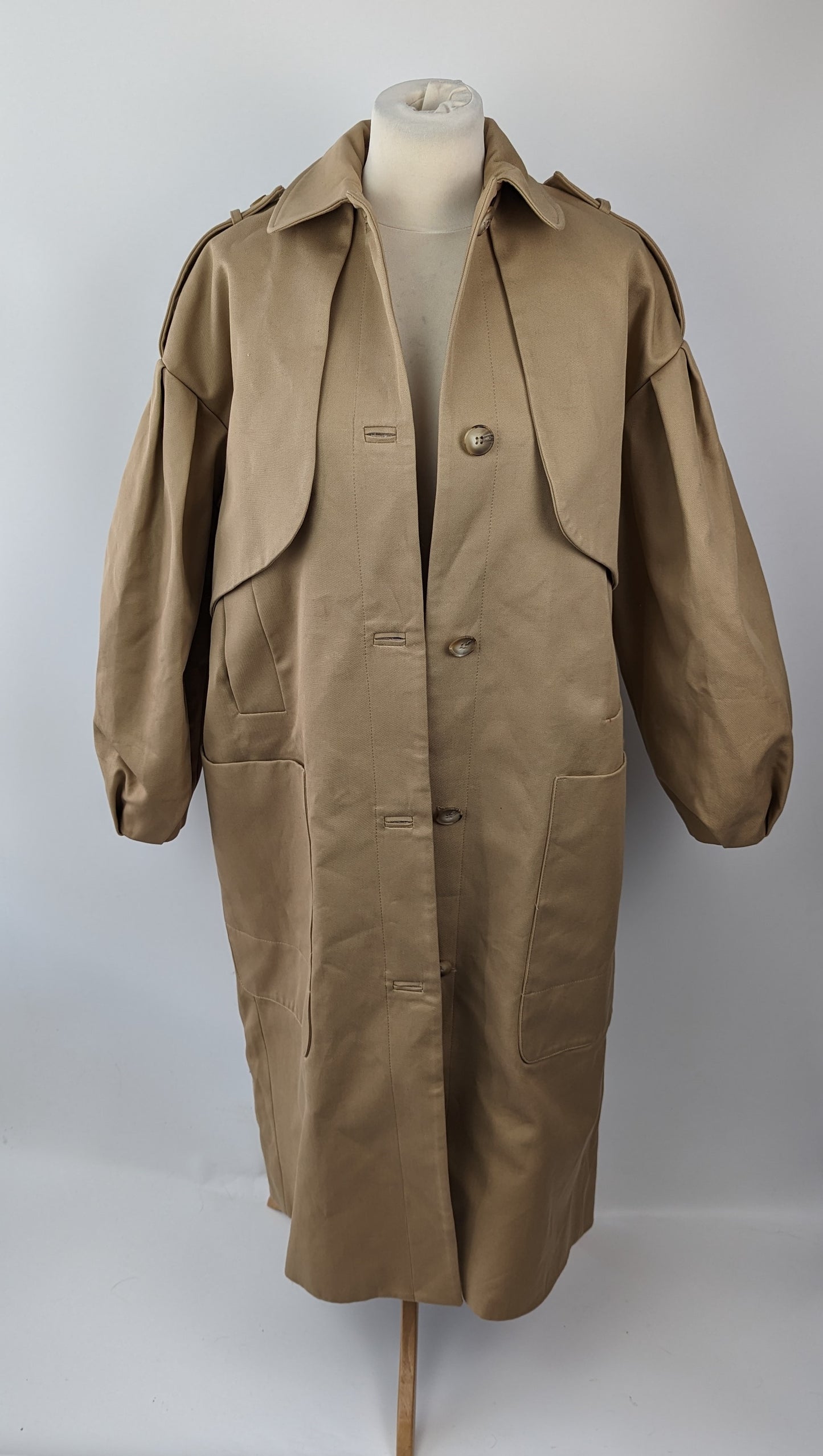 TED BAKER Womens Seskii puff-sleeved cotton trench coat - Tan