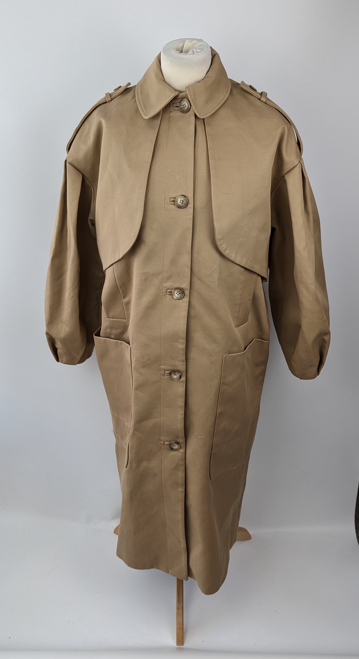 TED BAKER Womens Seskii puff-sleeved cotton trench coat - Tan