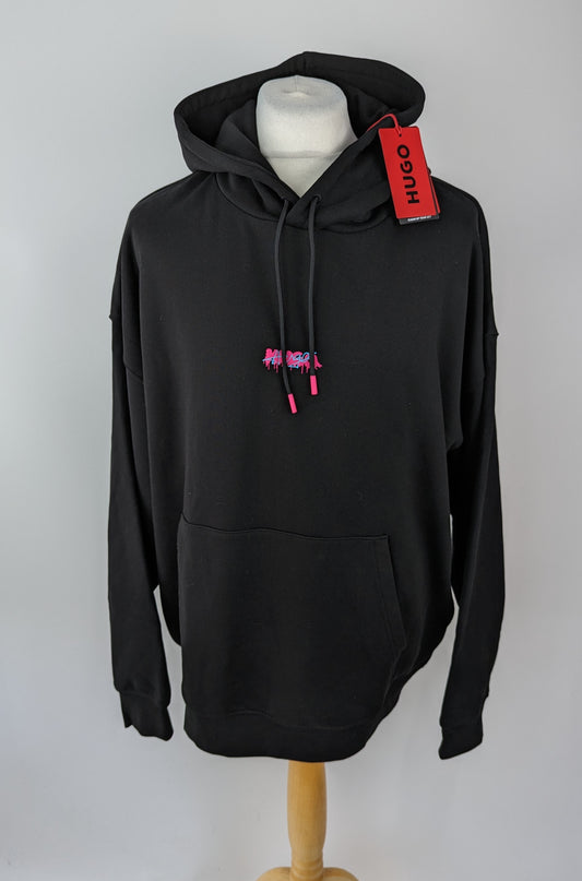 HUGO Dreezes Mens Oversized Hoodie - Black / Pink