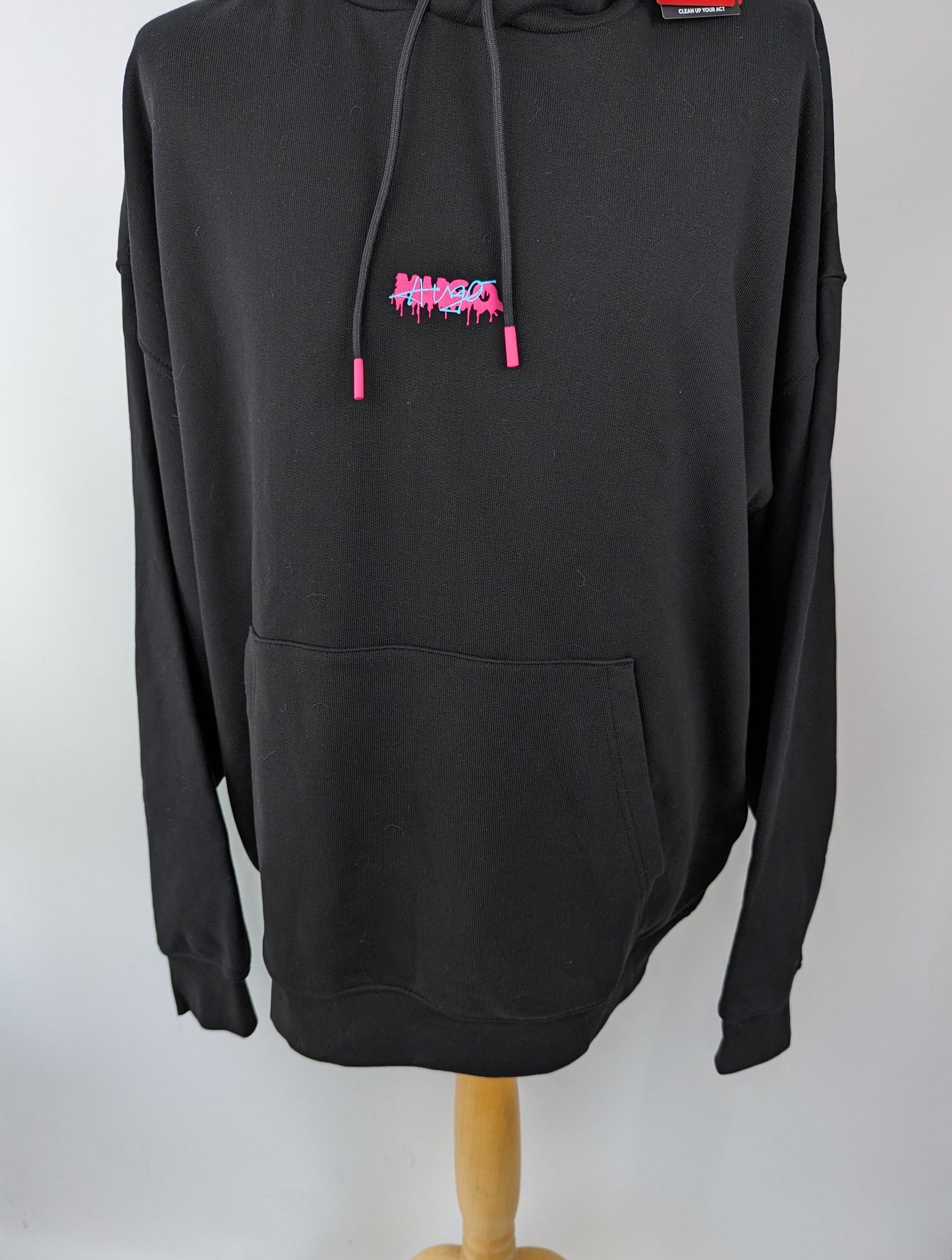 HUGO Dreezes Mens Oversized Hoodie - Black / Pink