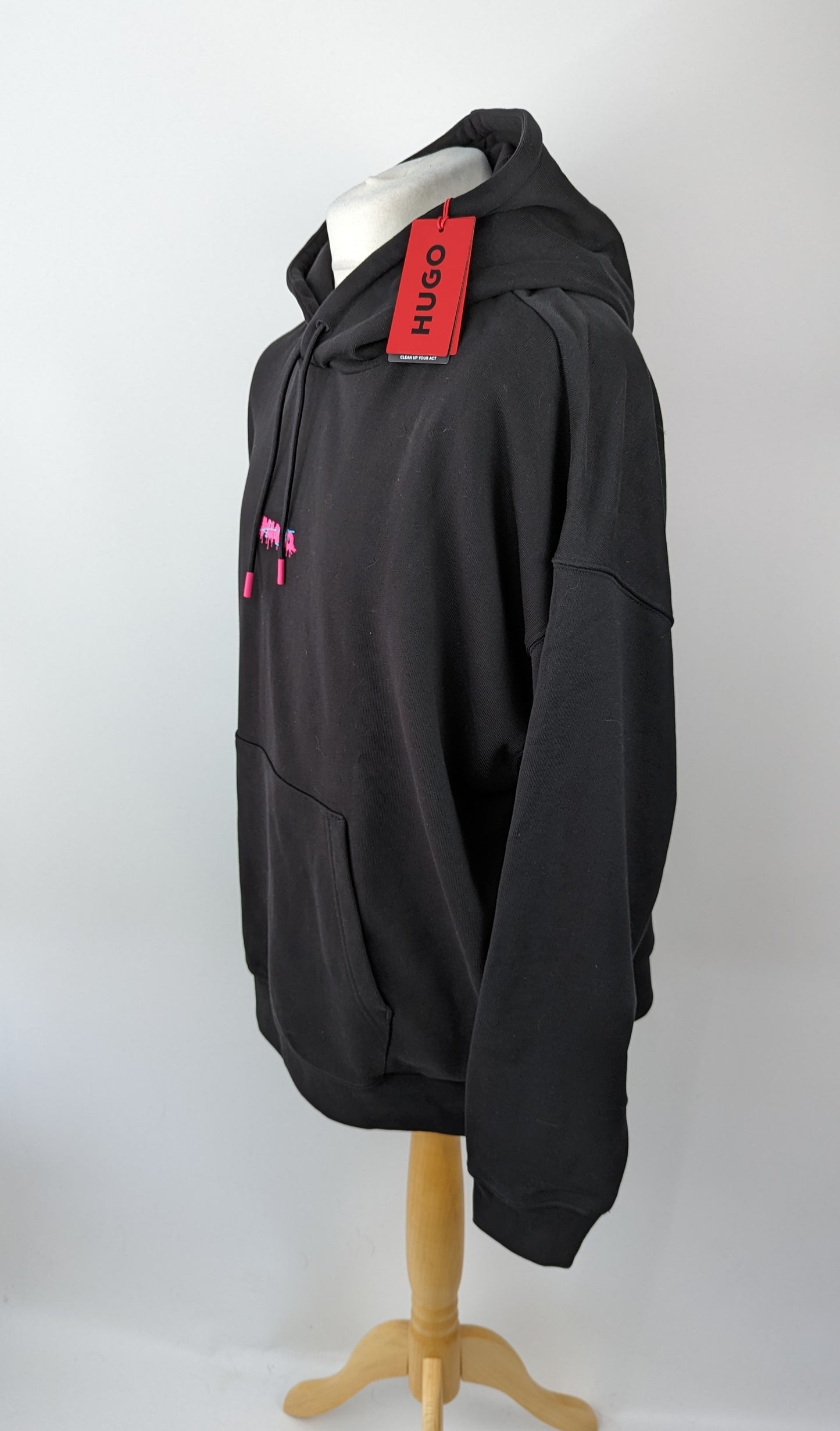 HUGO Dreezes Mens Oversized Hoodie - Black / Pink