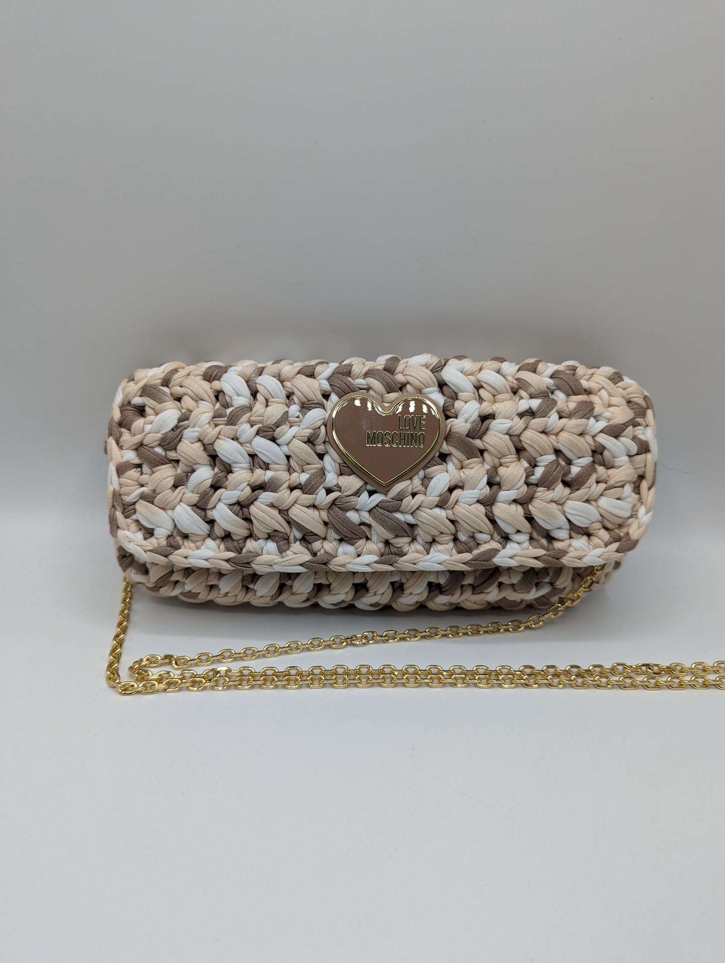 LOVE MOSCHINO Crochet Shoulder Bag - Beige / Brown