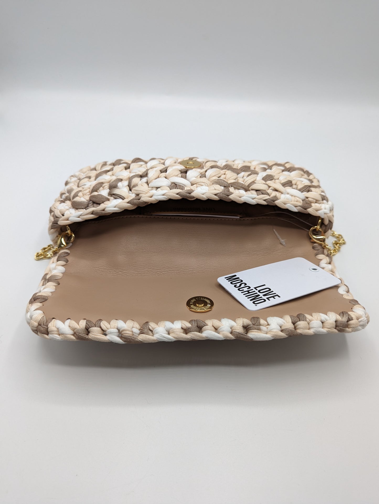 LOVE MOSCHINO Crochet Shoulder Bag - Beige / Brown