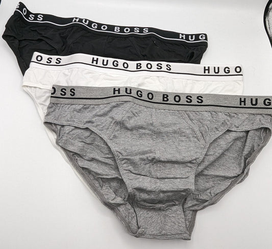 BOSS 3 Pack Cotton Briefs Mens - Black / Grey / White