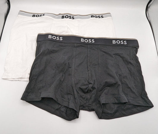 BOSS 2 Pack Bold Boxer Shorts - Black / White