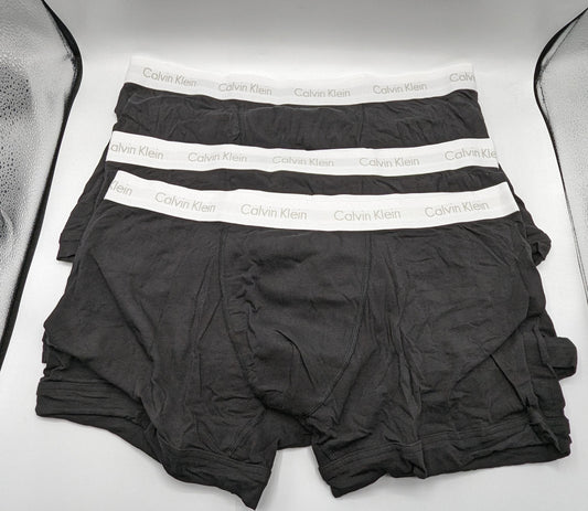 CALVIN KLEIN 3 Pack Cotton Stretch Big Boxer Trunks - Black