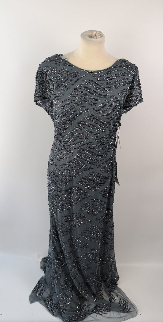 ADRIANNA PAPELL Beaded cowl back gown - Grey