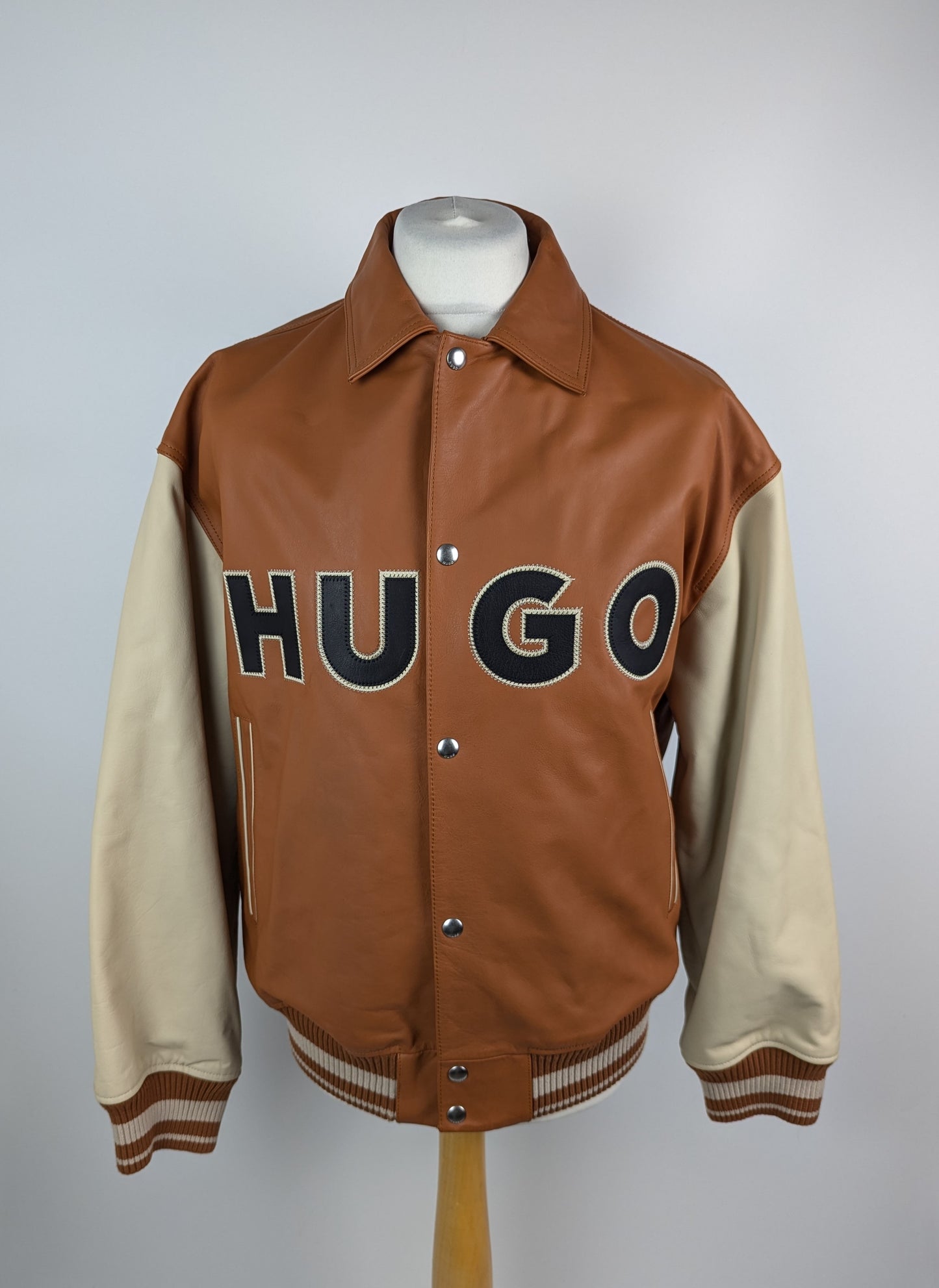 HUGO Mens Luganos Baseball Jacket - Orange / Brown