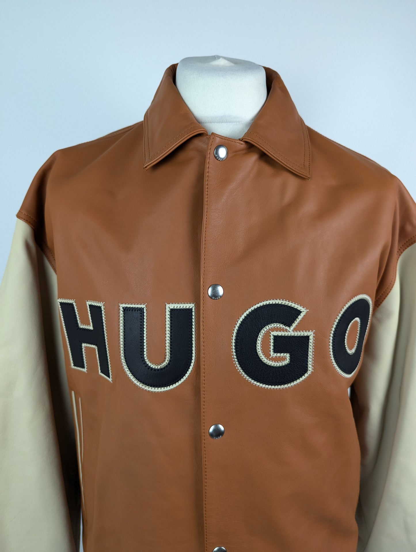 HUGO Mens Luganos Baseball Jacket - Orange / Brown