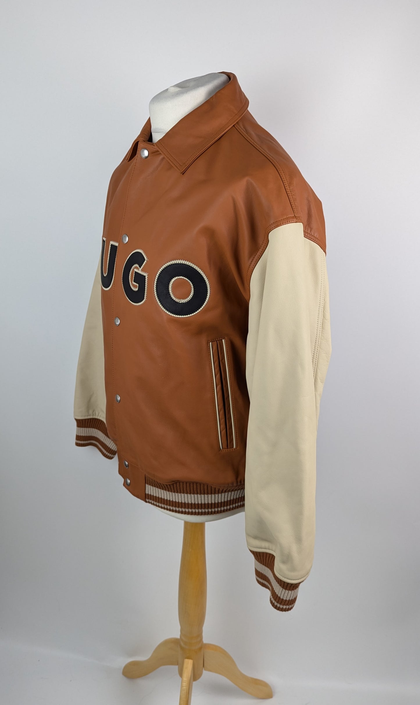 HUGO Mens Luganos Baseball Jacket - Orange / Brown