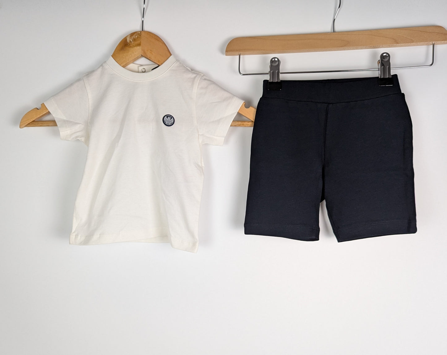 EMPORIO ARMANI Babies' T-shirt And Shorts - White/Blue