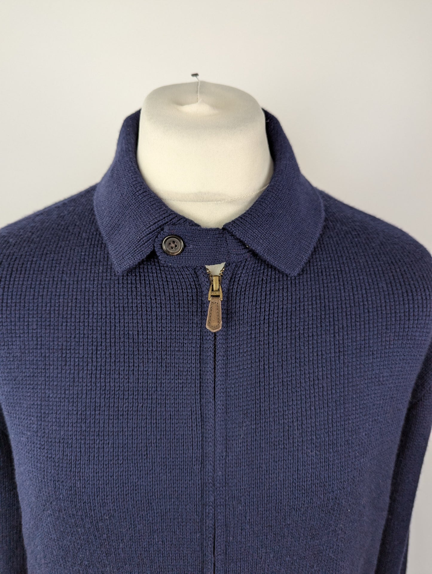 Polo Ralph Lauren Mens Wool Full-Zip Sweater - Hunter Navy