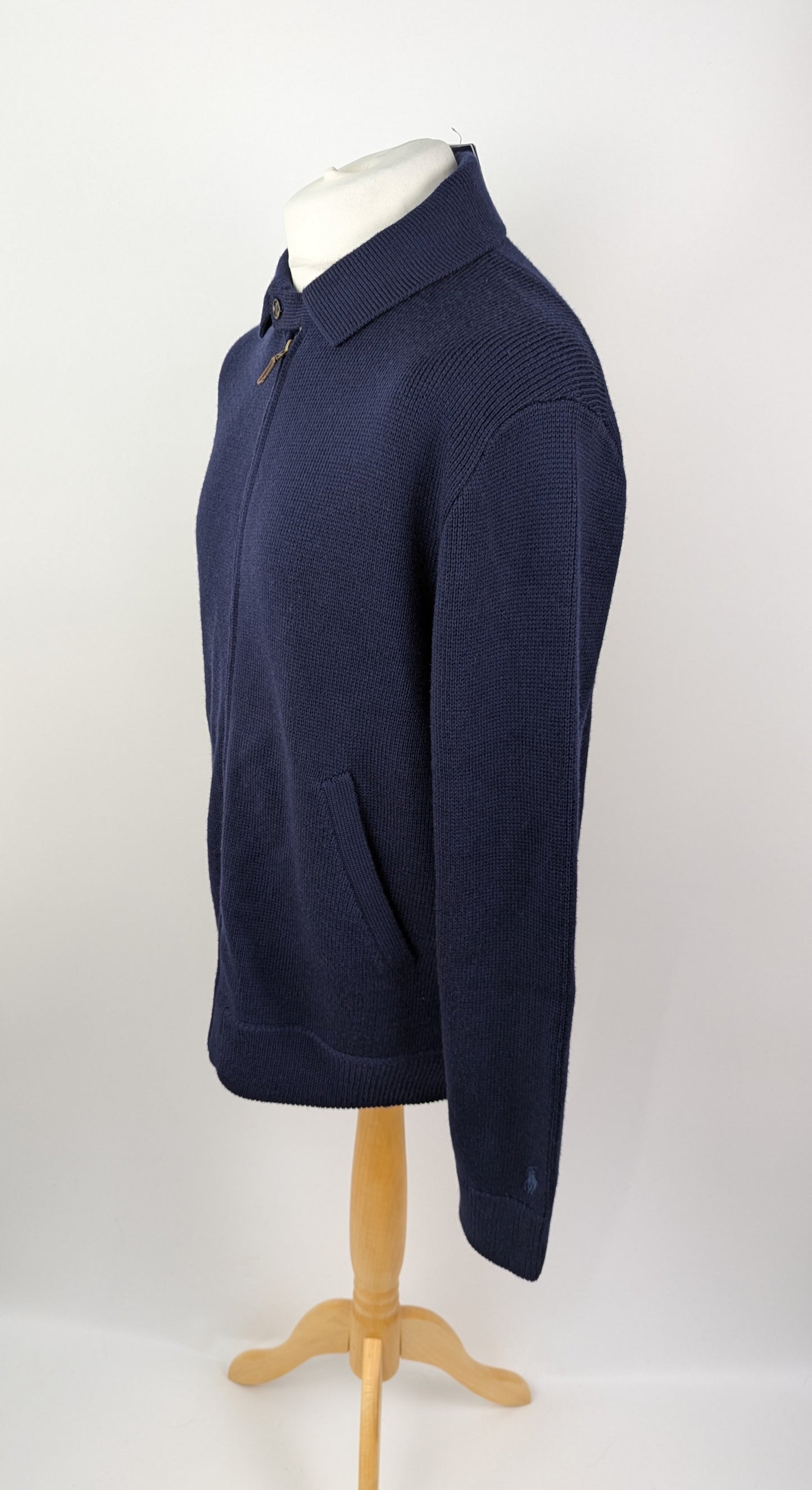 Polo Ralph Lauren Mens Wool Full-Zip Sweater - Hunter Navy