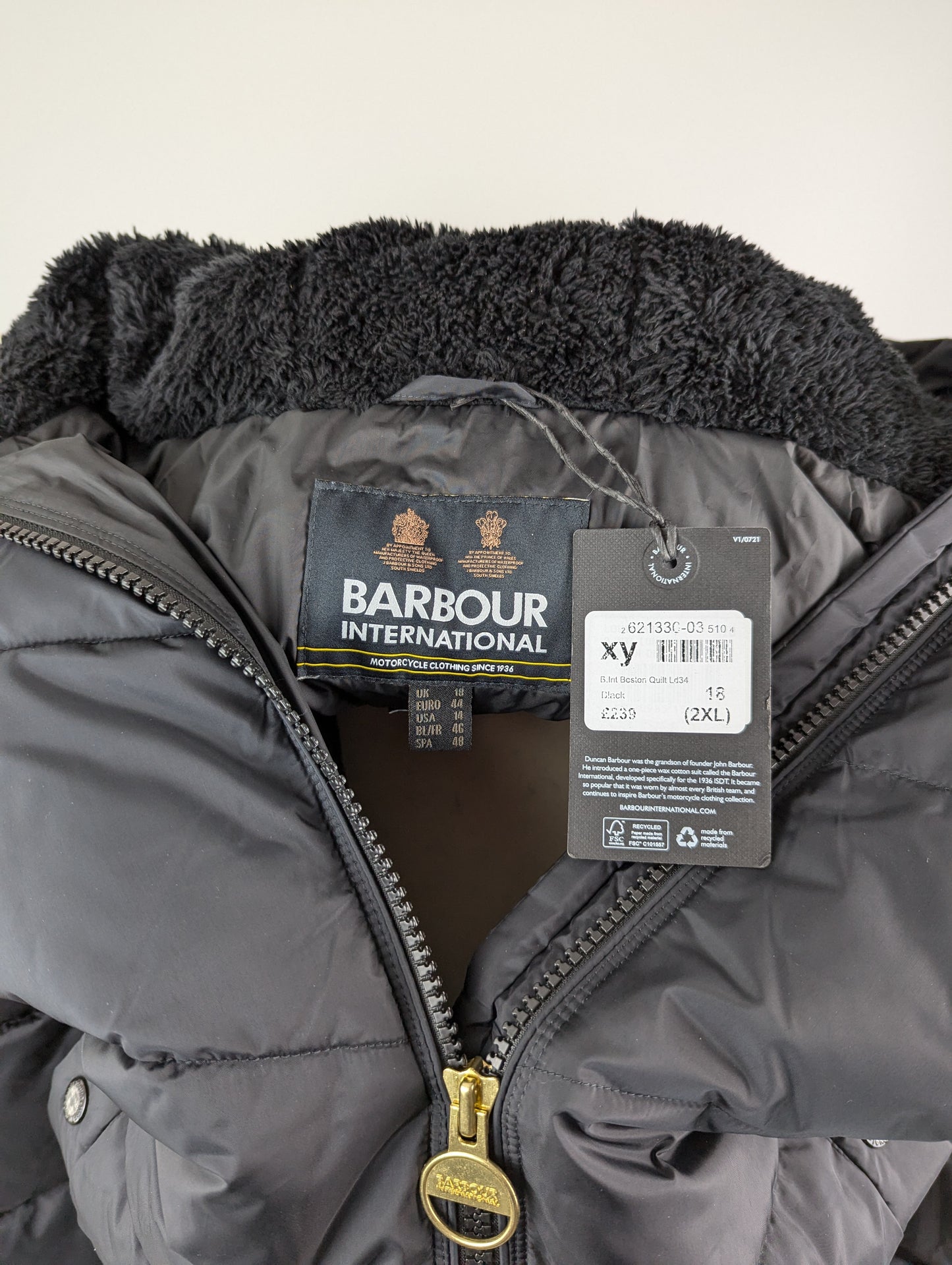 Barbour International Boston Longline Quilted Jacket - Black