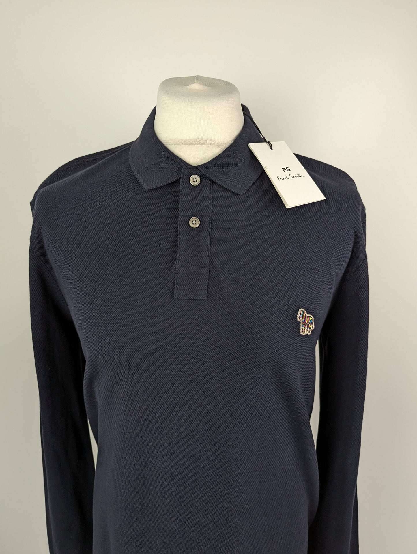 PS Paul Smith Long Sleeve Zebra Polo Shirt - Navy