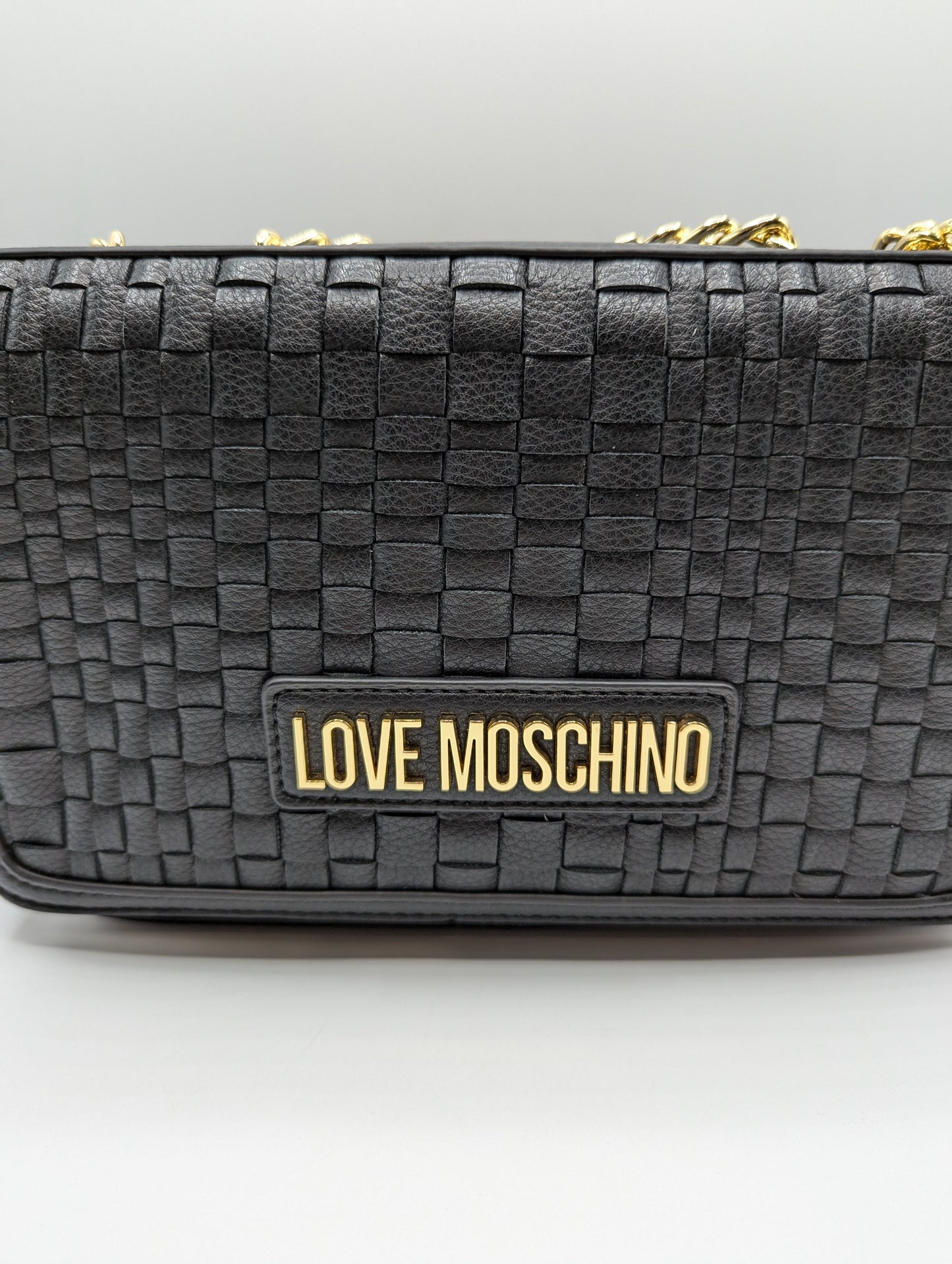 Love Moschino Woven Faux Leather Shoulder Bag - Black