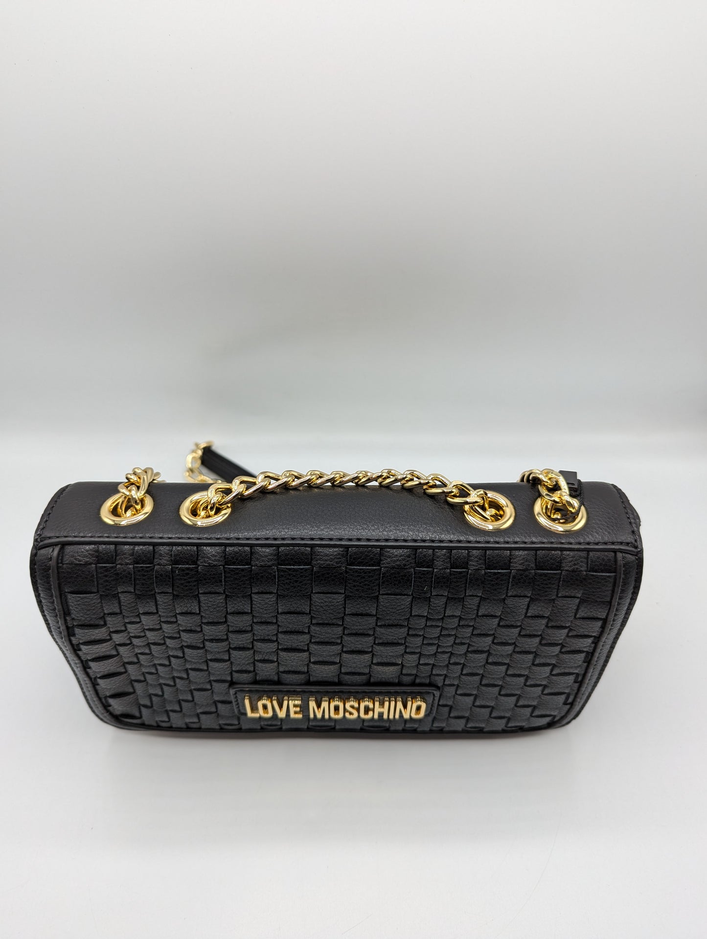 Love Moschino Woven Faux Leather Shoulder Bag - Black