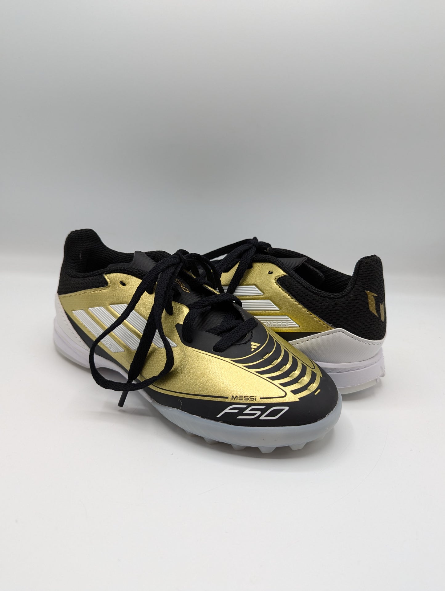 Adidas F50 League Childrens Astro Turf Football Boots - Gold / Black