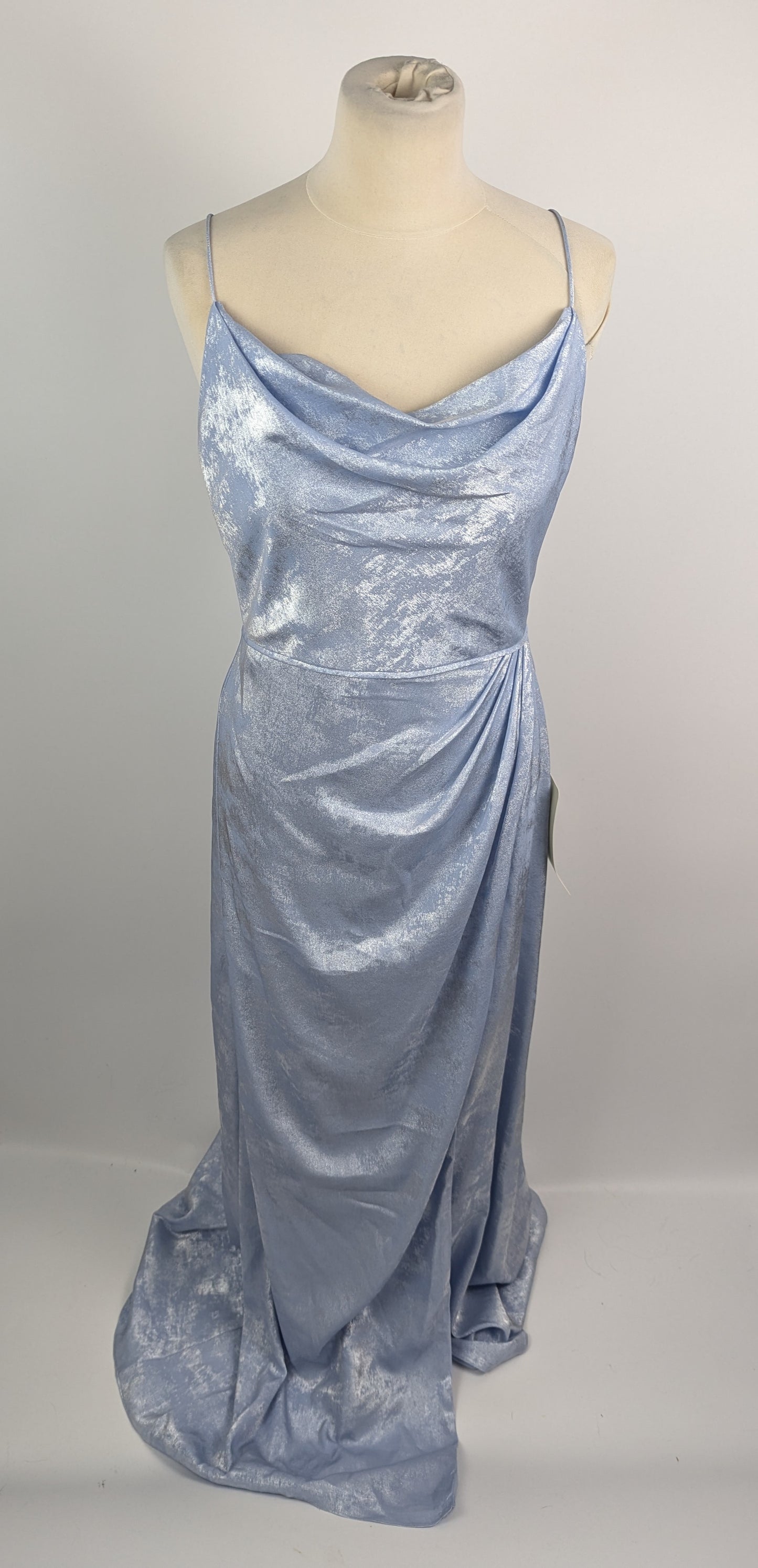 Adrianna Papell Metallic Cowl Neck Evening Gown - Blue