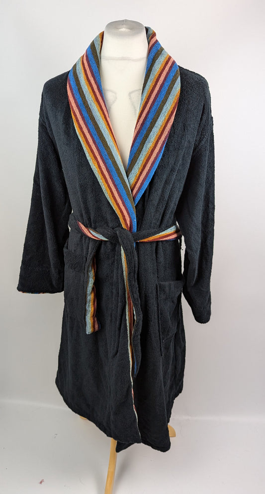 Paul Smith Mens Towelling Dressing Gown - Black 'Artist Stripe'